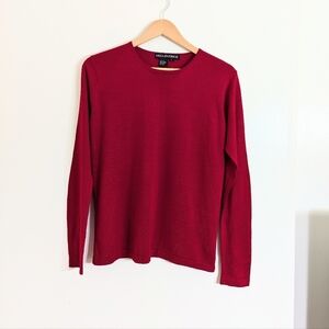 Nina Patrick 100% Silk Crew Neck Sweater Minimalist Red Size L
